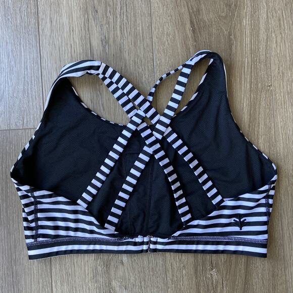 Coolibar Bikini Women Sz L Black White Stripped Sun Protective UPF 50+ - Picture 3 of 15